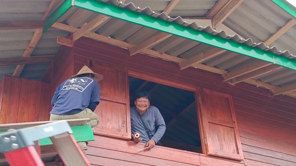 Solar installation at a wooden Thai house